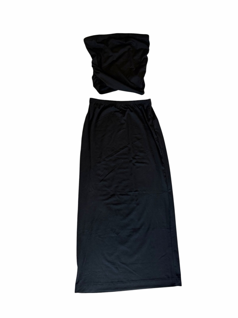 Black Cotton Tube Top with Maxi Skirt
